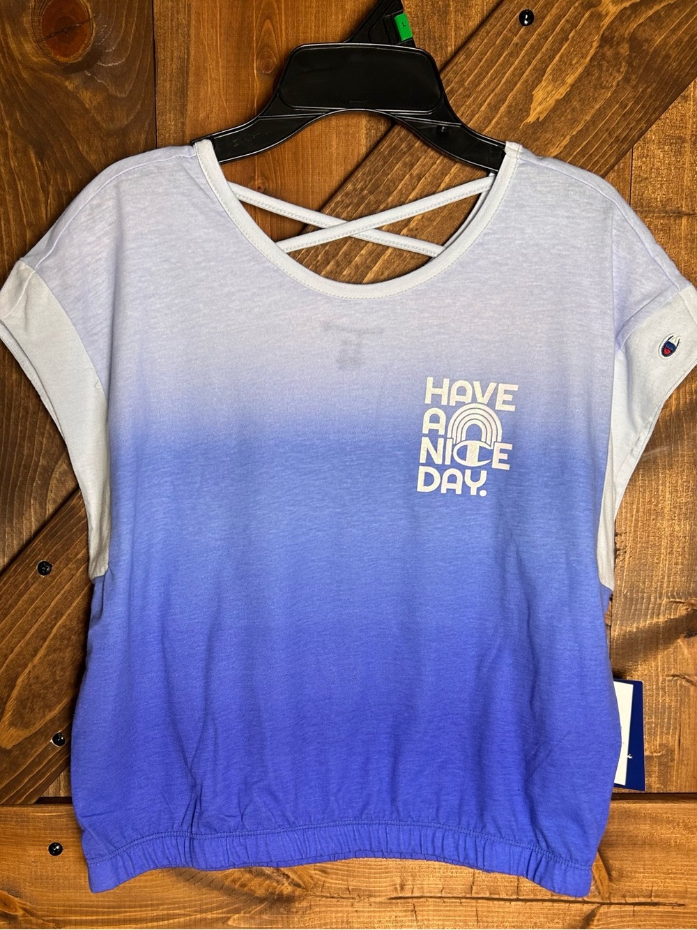 Champion Girls Ombre Blue to White 'Have A Nice Day' Tee